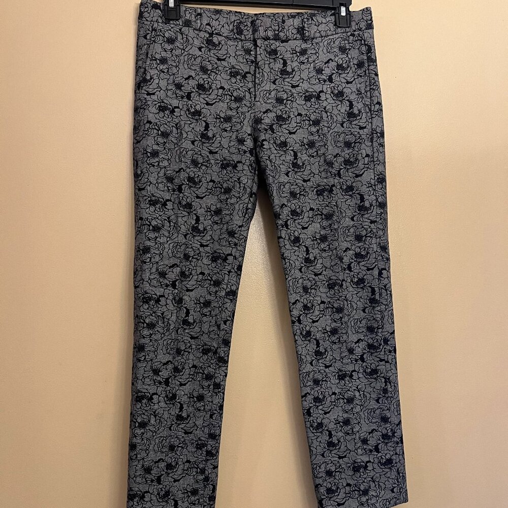 Banana Republic Women's Trouser, Dark Gray with black floral design, Size 10